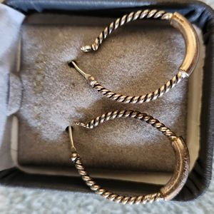 Chico's Silver Teisted Oval Hoop Earings